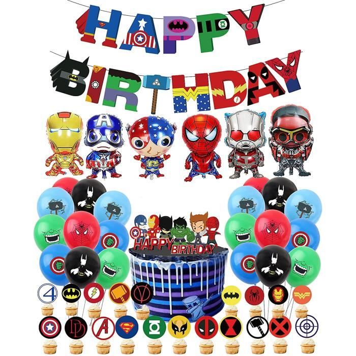 Decorations Fete Theme De Super Heros Ballons Avengers Banniere Joyeux Anniversaire Superhero Ballons Aluminium Pour Anniversaire De Cdiscount Maison
