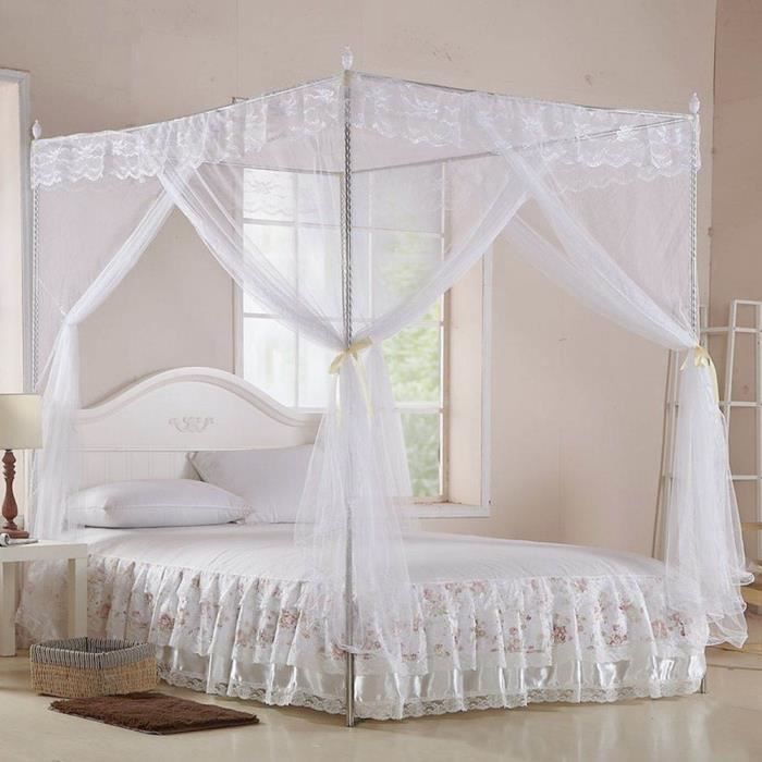 AYNEFY moustiquaire pour chambre à coucher Luxe princesse trois ouvertures latérales post lit rideau à baldaquin filet