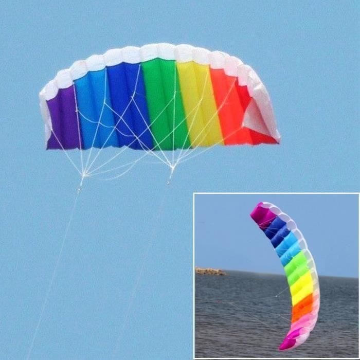 Cerf-volant arc-en-ciel à double ligne ESTINK - Pour enfants - Facile à