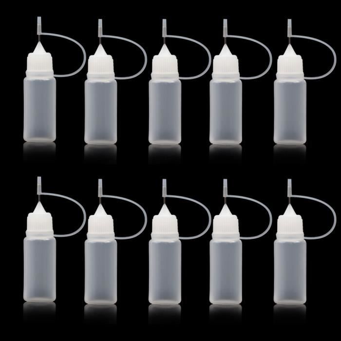Lot De 5 Flacons Applicateurs à Pointe Aiguille 50ml Avec 17 Aiguilles - Précision Parfaite