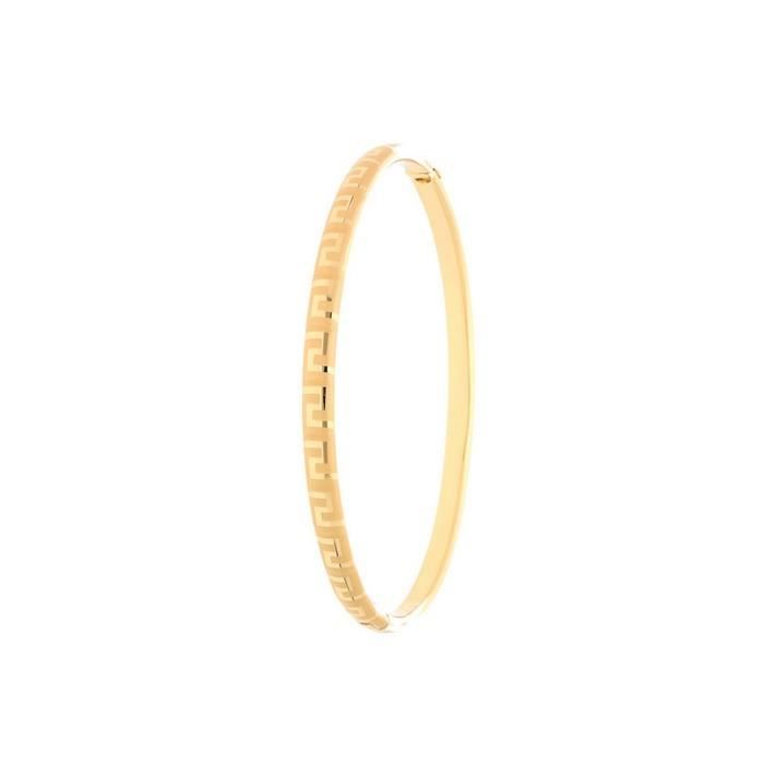 bracelet rigide jonc rond 6 cm motif grec or jaune 750 laminé*