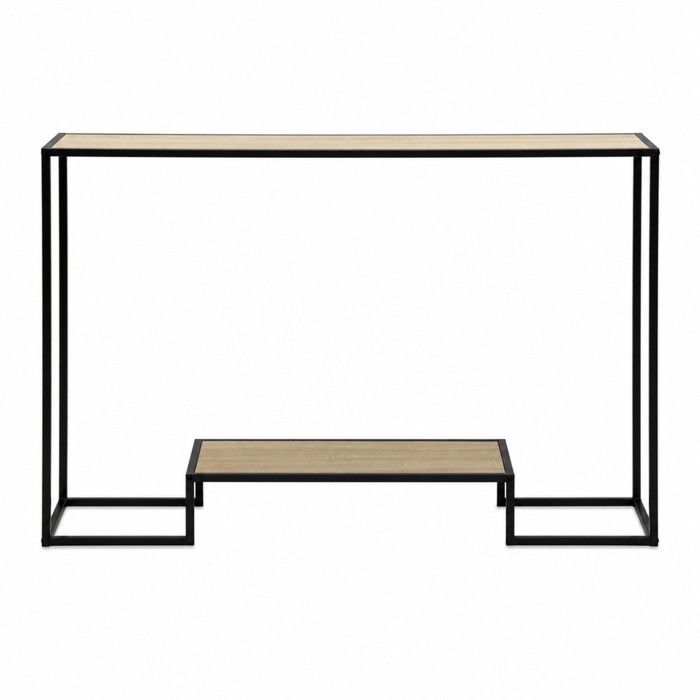 Console moderne 2 niveaux décor chêne L120cm - Décor bois chêne - 120 cm X 30 cm X 80 cm - CALICOSY Console moderne 2 niveaux décor chêne L120cm - Décor bois chêne - 120 cm X 30 cm X 80 cm - CALICOSY
