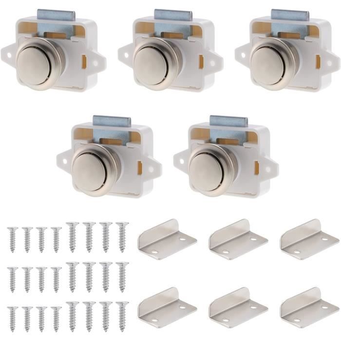 Loquet à Bouton-poussoir Avec Poignée - Pour Caravane, Camping-car, Van, Bateau (Noir/Chrome)