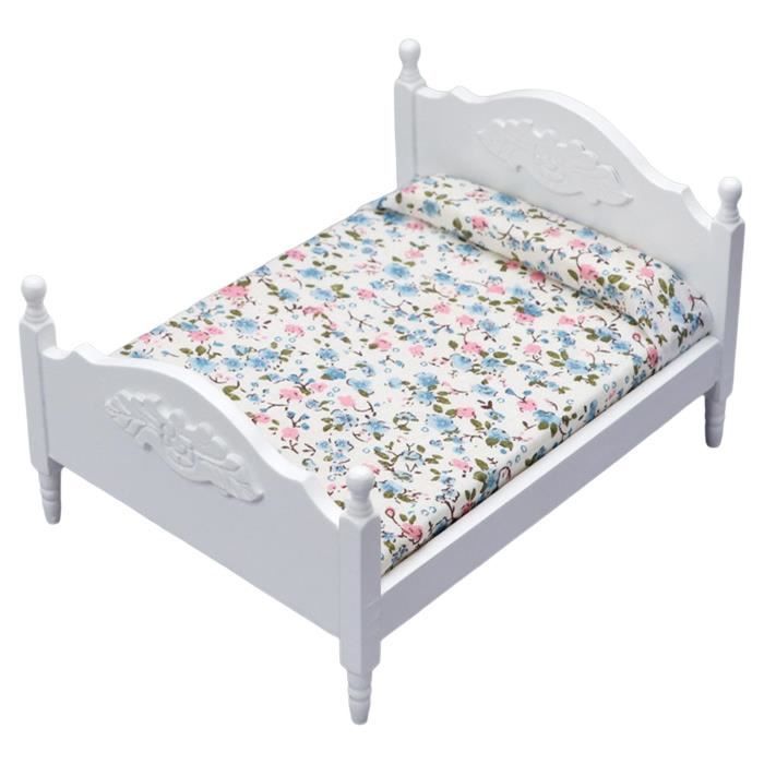 Tiny Bed Dollhouse Furniture Bed, Double Bed Model Dollhouse Decoration