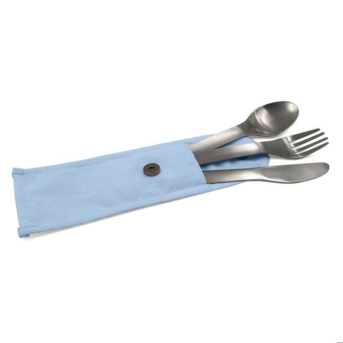 Couverts nomades en inox : Pochette bleue