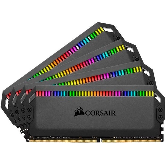 Top achat Memoire PC Corsair Dominator Platinum RGB 32 Go (4 x 8 Go) DDR4 4000 MHz CL19 - Kit Quad Channel 4 barrettes de RAM DDR4 PC4-32000 - pas cher