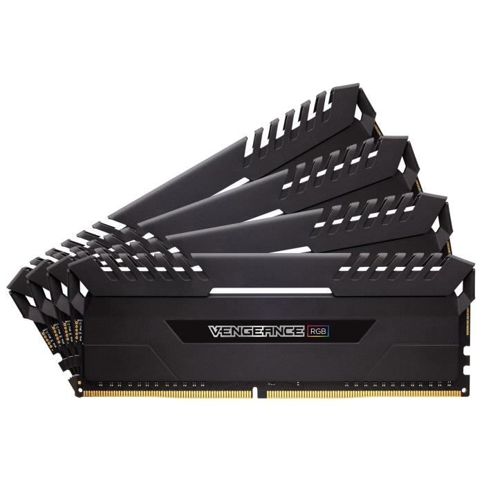 Memoire PC CORSAIR Mémoire PC VENGEANCE RGB 64Go (4x16Go) DDR4 CMR64GX4M4C3000C16 pas cher Memoire PC CORSAIR Mémoire PC VENGEANCE RGB 64Go (4x16Go) DDR4 CMR64GX4M4C3000C16 pas cher