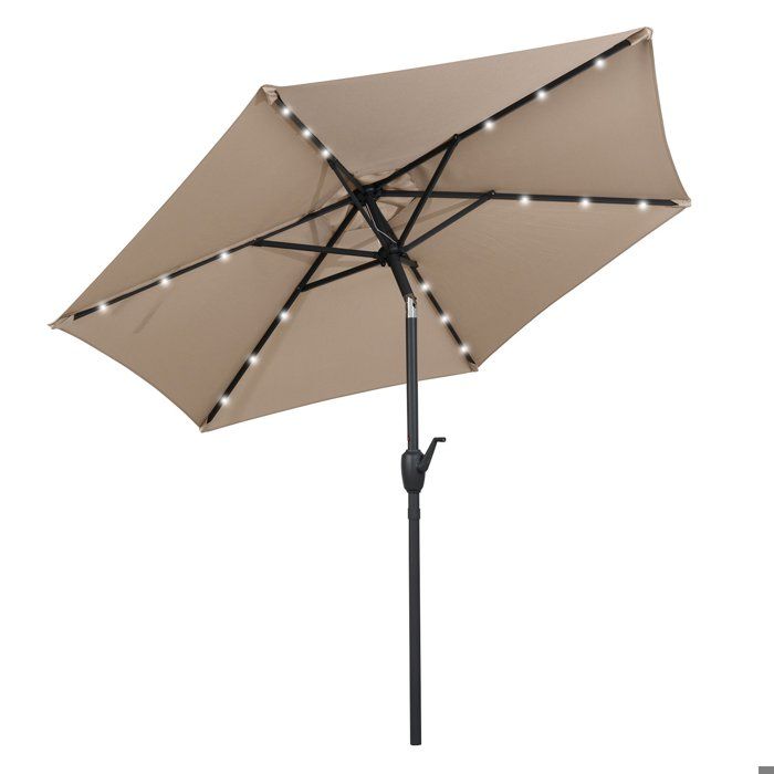 Parasol De Terrasse Solaire De 300 Cm Avec 32 LED, Toit Ventilé à 3 Niveaux, Réglage De L'Inclinaison, Manivelle, 8 Baleines, Bleu | Leroy Merlin
