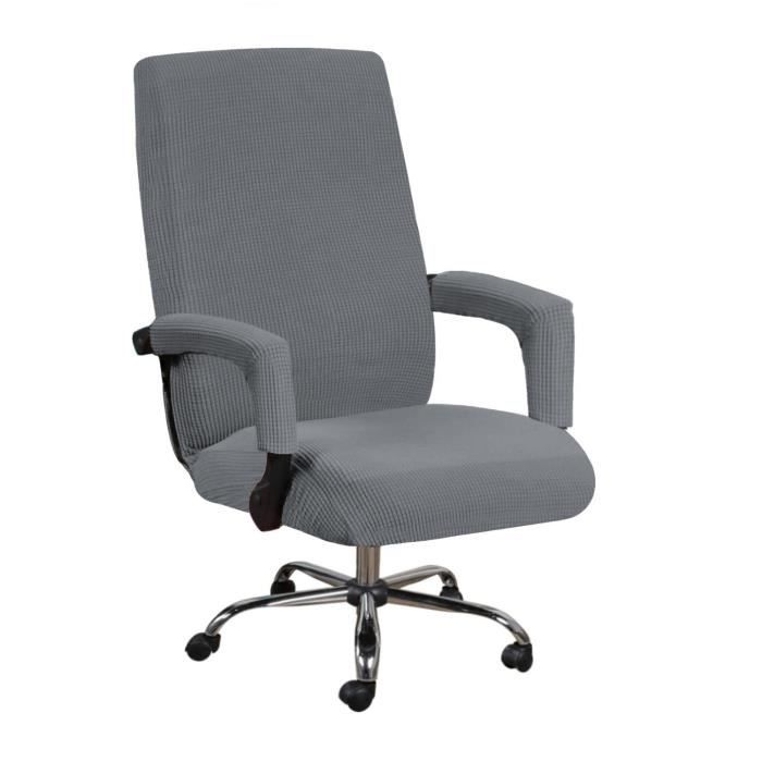 Housse de Chaise de Bureau Universelle Extensible Microfiber Lavable Couverture de Chaise Housses de Fauteuil ConfortableGris clair