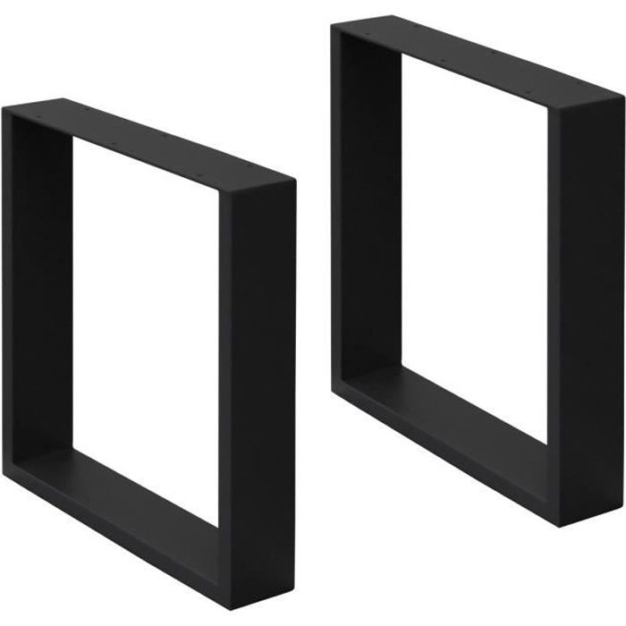 ecd germany set 2 pieds de table - 30 x 43 cm - rectangulaire - noir - en acier revêtu de poudre - pied de meuble banc