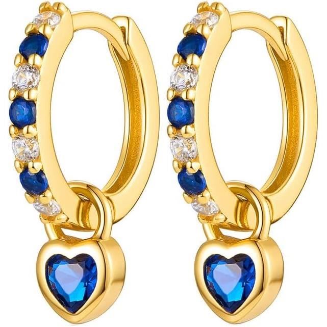 Boucles d'Oreilles Pendantes Cosmic en Zircone et Or main image 1