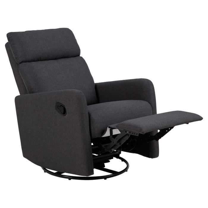 fauteuil relax mirac - emob - réglagle manuel - gris foncé - tissu - contemporain