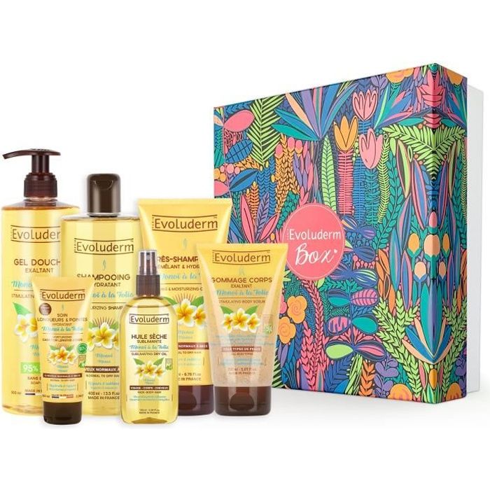 EVOLUDERM – Coffret Cadeau Bain Femme Corps & Cheveux au Monoï de Tahiti – 6 produits – Box L Magic Forest - Idée Cadeau