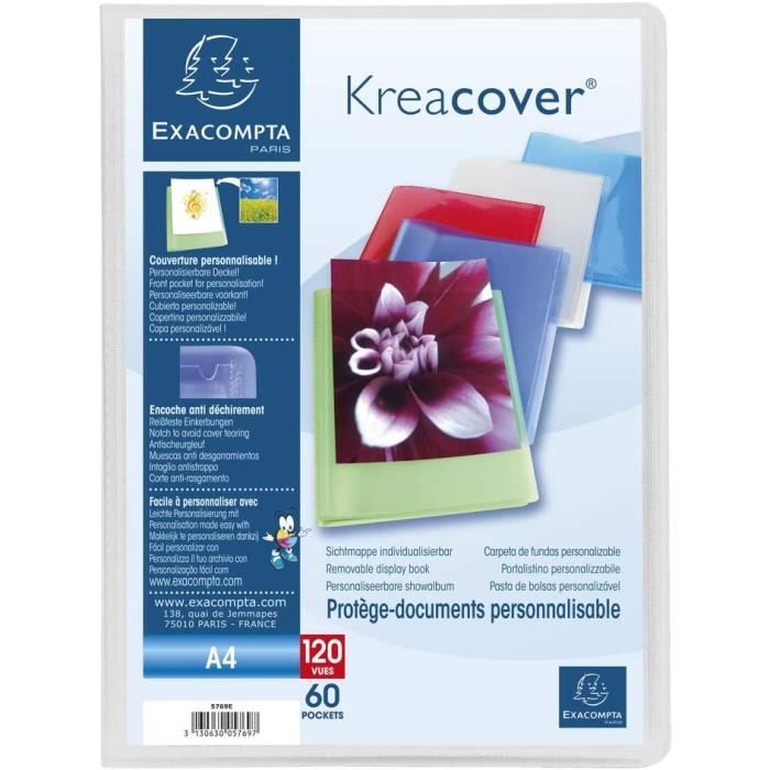 Exacompta 5769E Porte vues Kr?�a cover chromaline couverture personalisable en prolypropylene 