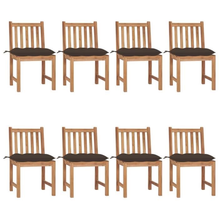 famirosa chaises de jardin 8 pcs avec coussins bois de teck massif-165