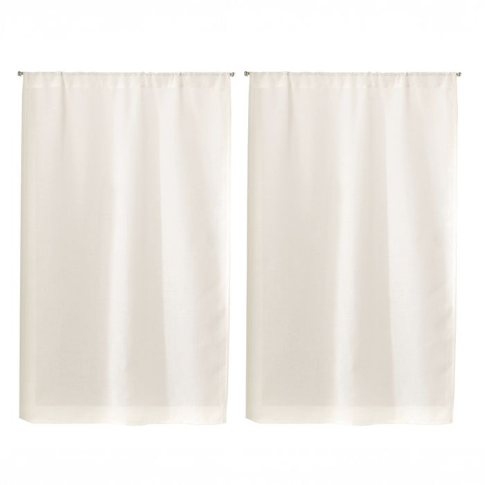 Paire de Petits rideaux Unis en Etamine Blanc 45x60 cm