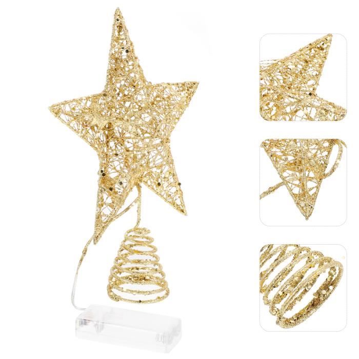 Étoile Lumineuse Pour Sapin De Noël - Topper 22 Cm, Lumière Blanche Chaude - Fonctionne Sur Piles - Décoration Fête