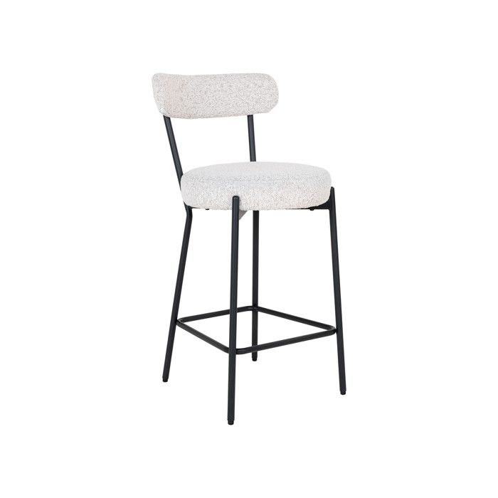 Ivanec - tabouret de bar - en tissu bouclette - Noir / Blanc