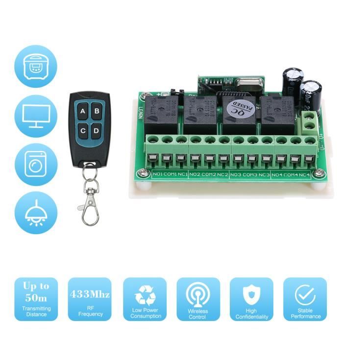 Interrupteur Télécommandé 433MHz 30A - Pour Lumière, Pompe, Appareils 220V-240V, Avec Télécommande