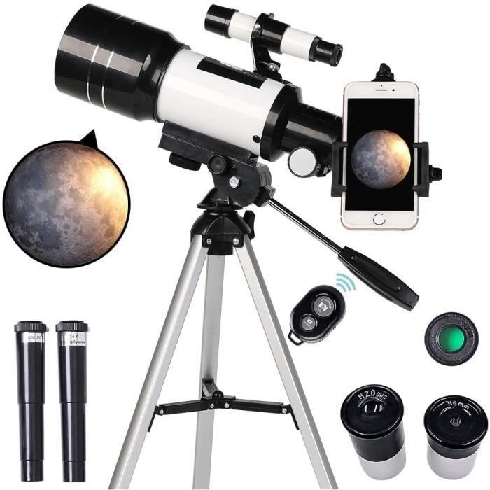 télescopes 200X pour enfants adultes débutants télescope réfracteur astronomique avec trépied réglable lunette de visée adaptateur de téléphone Télescope pour l'astronomie boussole 