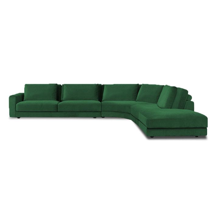Canapé d'angle 5 places Velours Luxe Confort Vert