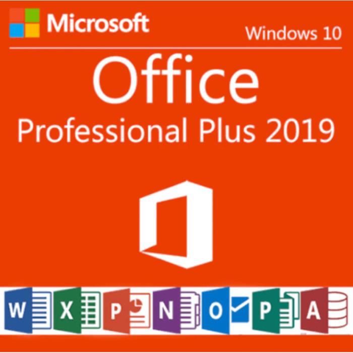 Microsoft Office 2019 Professionnel Plus 32/64 bit Clé d'activation Originale - 1 PC Volume - Rapide - Version téléchargeable