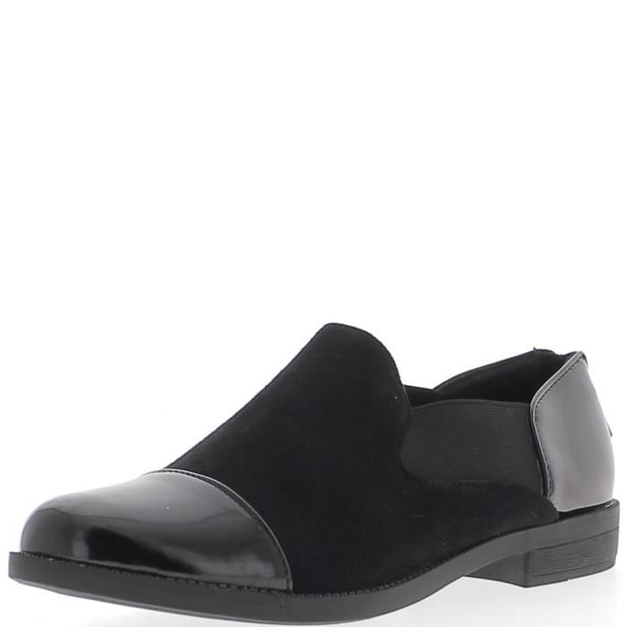 Derbys Femme Noirs Bi Matiere Aspect Daim Et Verni Noir Cdiscount
