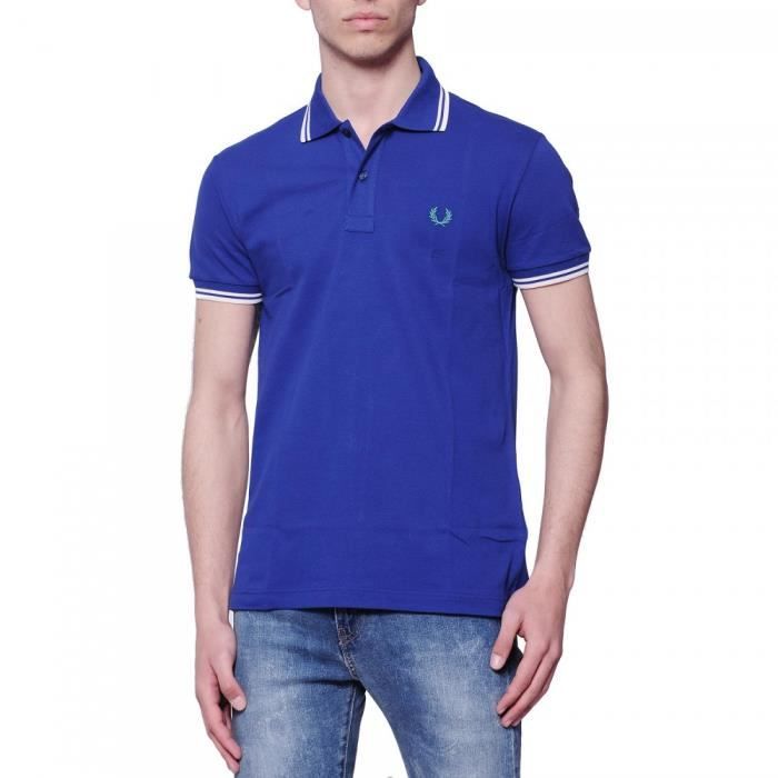 POLO FRED PERRY STRETCH SLIM FIT BLEU 
