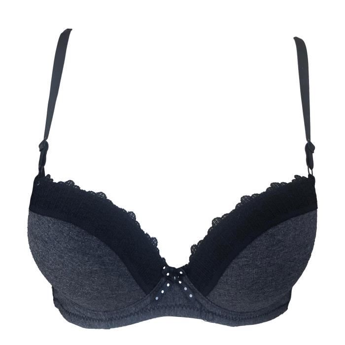 Soutien gorge en coton noir 75A lingerie femme petite taille