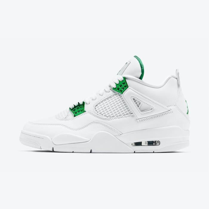 Baskets Nike Air Jordan 4 Retro Oreo blanc CT8527 100 Homme et Femme Sportswear Ville Cuir Lacets Blanc vert Cdiscount Chaussures