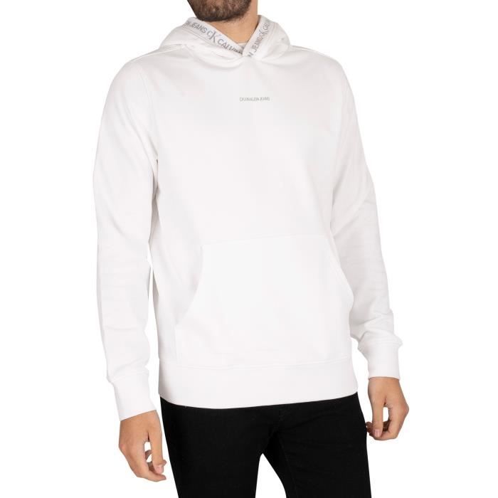 Calvin Klein Jeans Pour des hommes Sweat à capuche en jacquard à logo, blanc