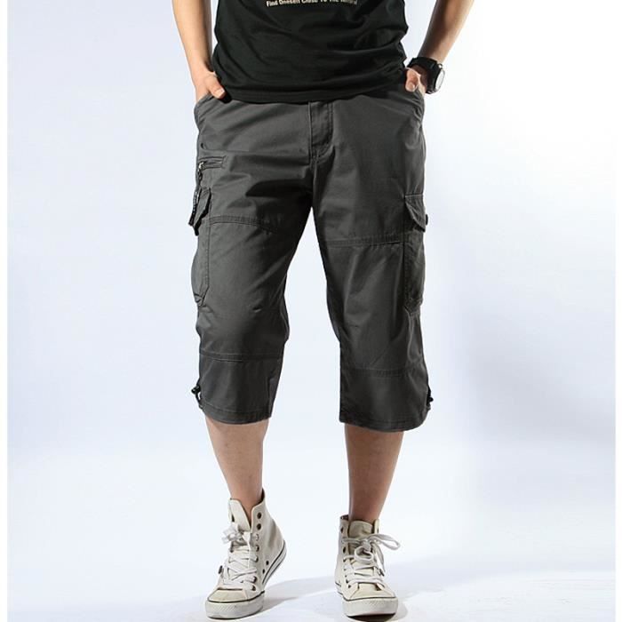 Short Cargo Homme - Bermuda Été En Coton Élastique - Coupe Baggy Avec Multiples Poches - Du S Au 4XL - 10