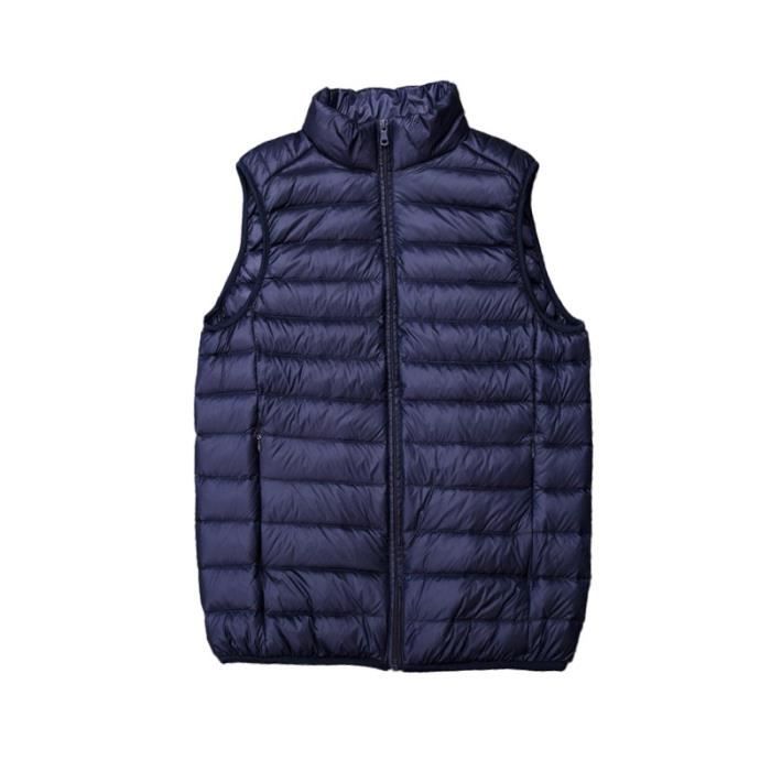 Doudoune sans manches homme ECELEN Veste legere en duvet de canard Col montant Bleu Bleu Cdiscount Pret a Porter