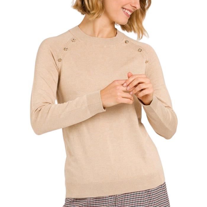 Pull Naf Naf Boutons Detail pour Femme Beige Beige Cdiscount Pret a Porter