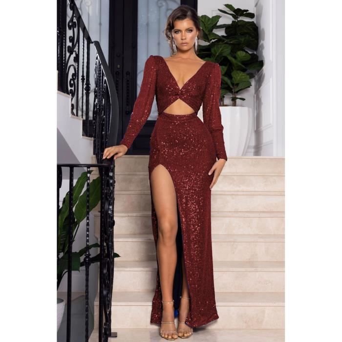 Robe rouge paillette femme deals
