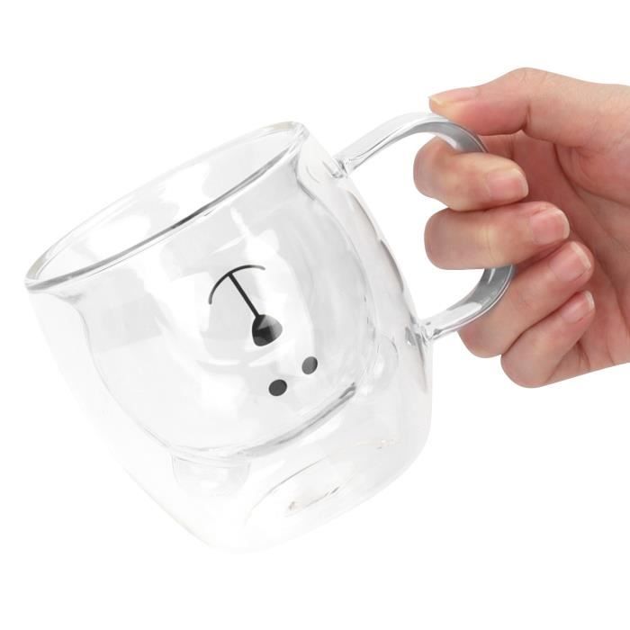 Tasse à Café En Forme D'ours Mignon De 320ML, Tasse En Verre D'ours De Dessin Animé Avec Paille Transparente, Cadeau D'anniversaire Et De Noël Pour Femmes, Enfants Et Amis