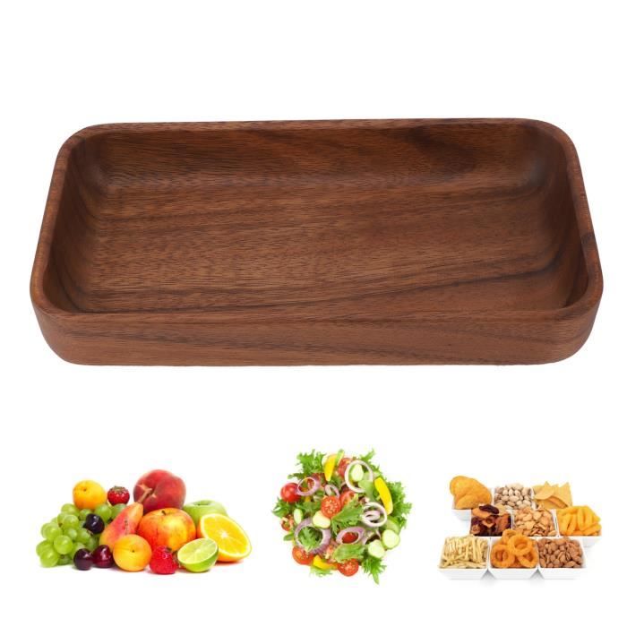 Bol En Bois Rectangulaire | Saladier Élégant Et Durable | Pour Fruits, Snacks Et Apéros