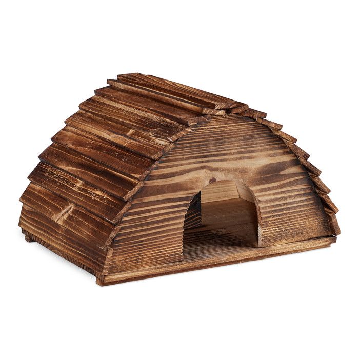 Comparer les prix de Relaxdays Maison à hérisson, design bois flambé, avec fond, protège des chats, abri, HxLxP : 25 x 40 x 30 cm, marron