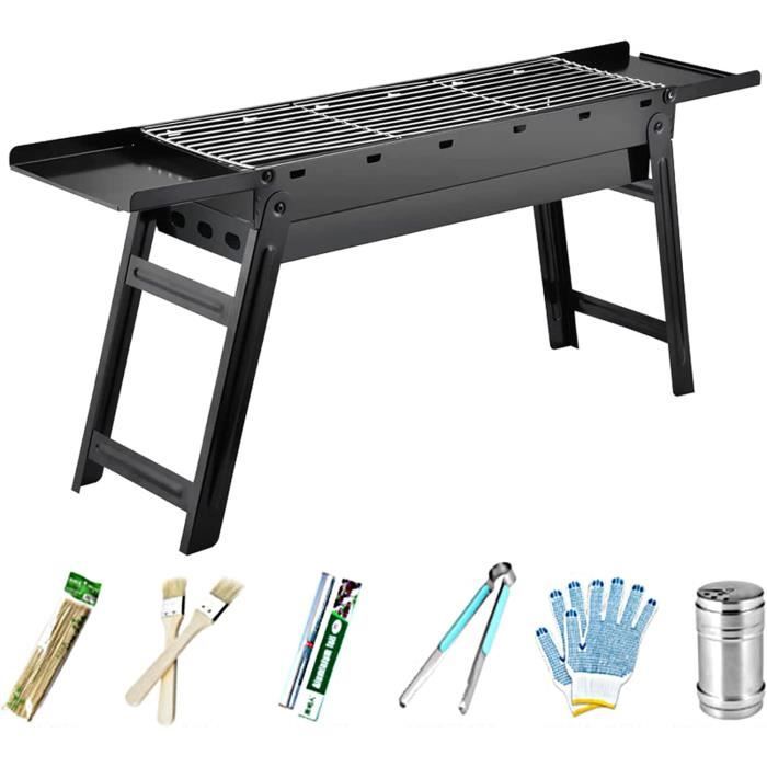 Barbecue à Charbon Pliant En Acier Inoxydable - Compact, Transportable, Table - Idéal Camping Et Jardin