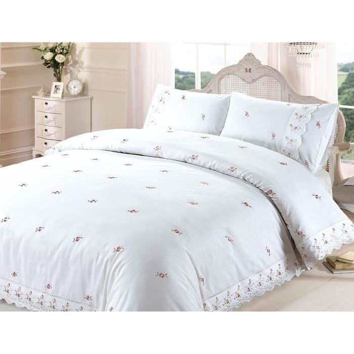 Set Housse De Couette Floral Verte 200X200 Cm 2 Personnes Et Taies D