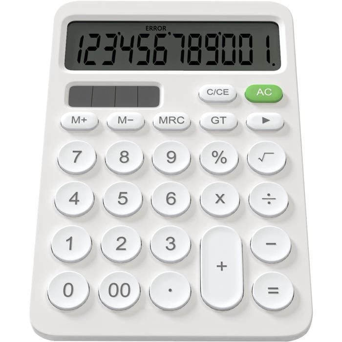 GUYUCOM Calculatrice Bureau à 12 Chiffres avec écran LCD, Bouton Sensible,  Calculatrice Grosse Touche à Double Alimentation [7]