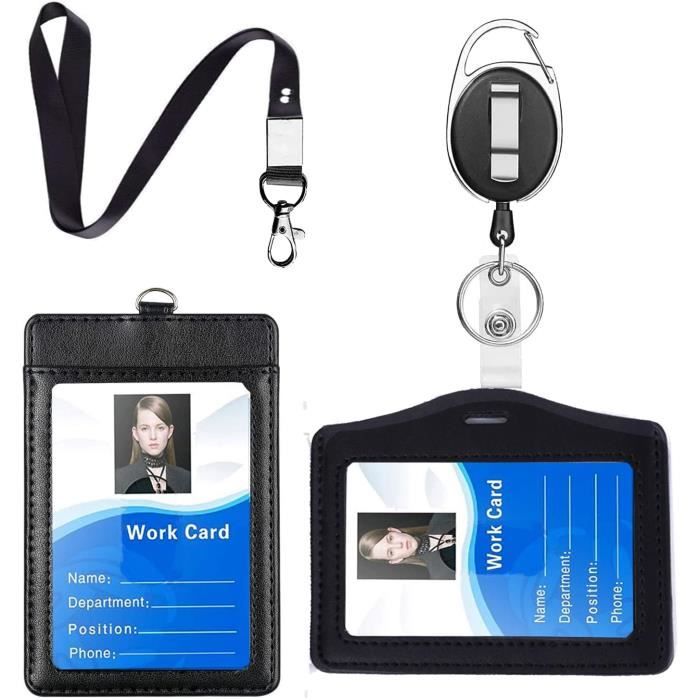 Porte-badge Rétractable Avec Cordon Acier 65 Cm - Pour Cartes D'accès, Clés - Pratique Et Léger - Pour Bureau, Extérieur - 7