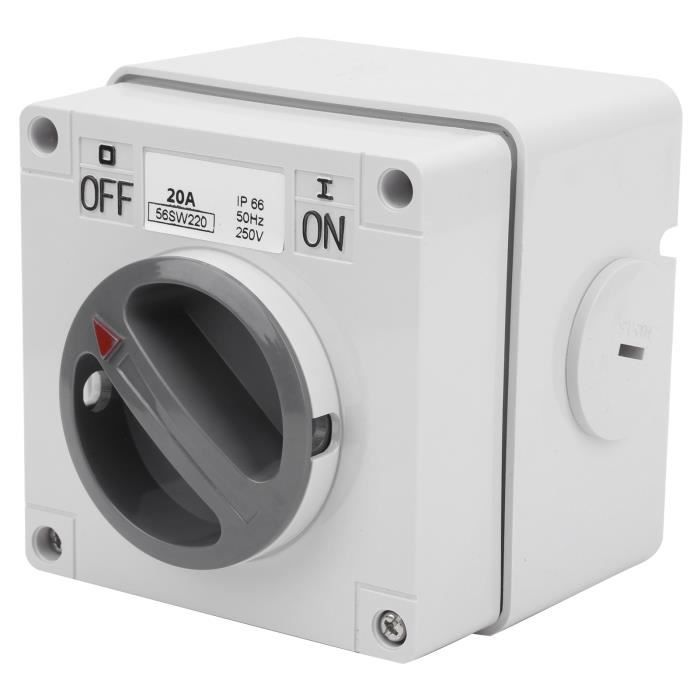 Interrupteur Rotatif Étanché IP66 250V 32A - Boîtier Extérieur Commutateur Principal 2 Positions Marche/Arrêt Résistant à L'Eau Et à La Poussière Pour Usage Extérieur