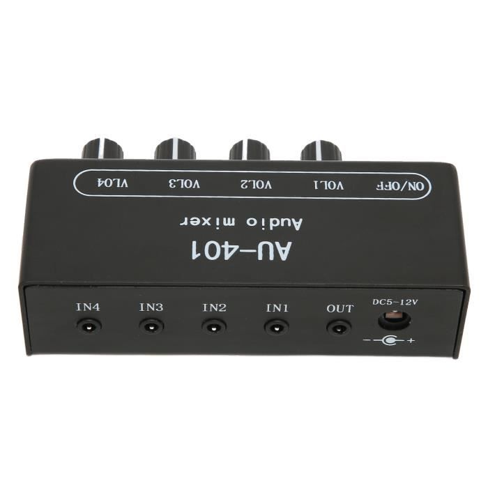 Dpofirs Mini Mixeur Stéréo 4 Canaux - Mixeur Audio 4 En 1 Avec Réglage Volume, Graves Et Aigus Pour Casque Et Ordinateur