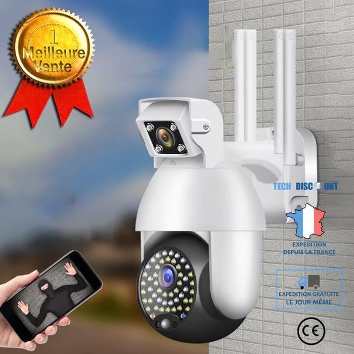 TD® Caméra de surveillance panoramique motorisée Jour/Nuit. Connectivité Wi-fi - Ethernet