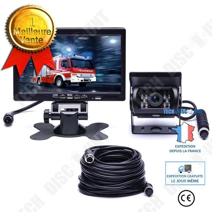 Caméra de recul et kit de moniteur 17,8 cm LCD Monitor Système dassistance Parking pour voiture/BUS/camion/Van/caravane/remorque/Camper Cl718d HD étanche Vision de nuit Caméra de recul filaire 