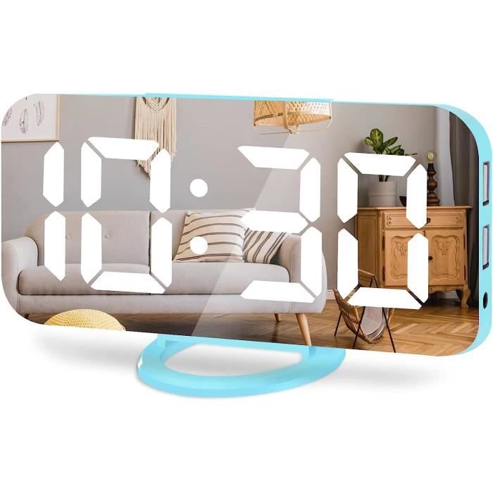 Réveil Numérique Grand écran LED - Affichage Courbé Silencieux Avec Réglage Luminosité, Pour Bureau Et Chambre - 2