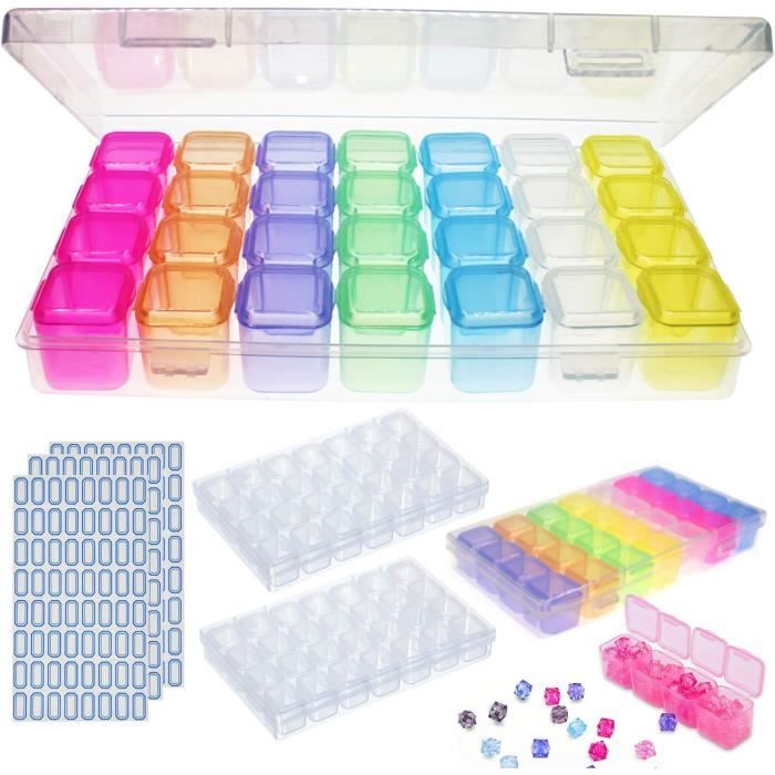 Boîte à Compartiments Ronde 48 Cases Pour Peinture Diamant - Rangement Perles Et DIY Transparent