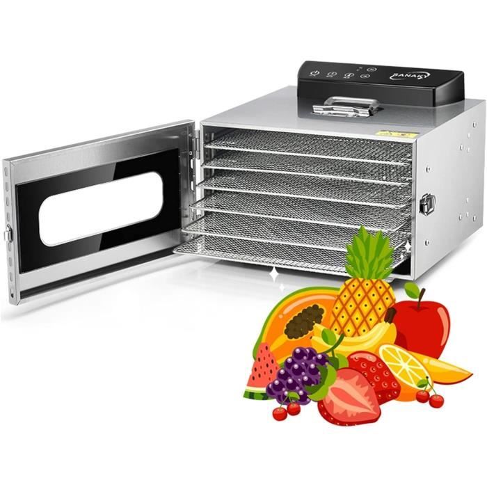 Déshydrateur Alimentaire 5 Plateaux Inox - 400W, Minuterie 1-48h, Température 35-70°C, Silencieux - 2