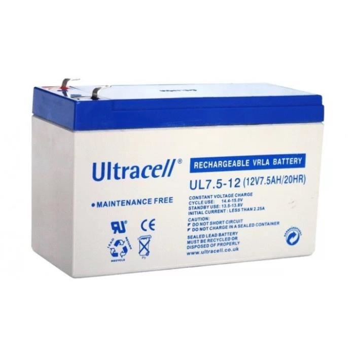 Batterie plomb étanche - Ultracell UL7.5-12 - 12v 7.5ah